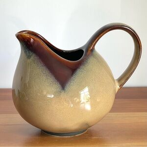 Mid Century Drip Glaze Pottery Creamer Brown and Tan
